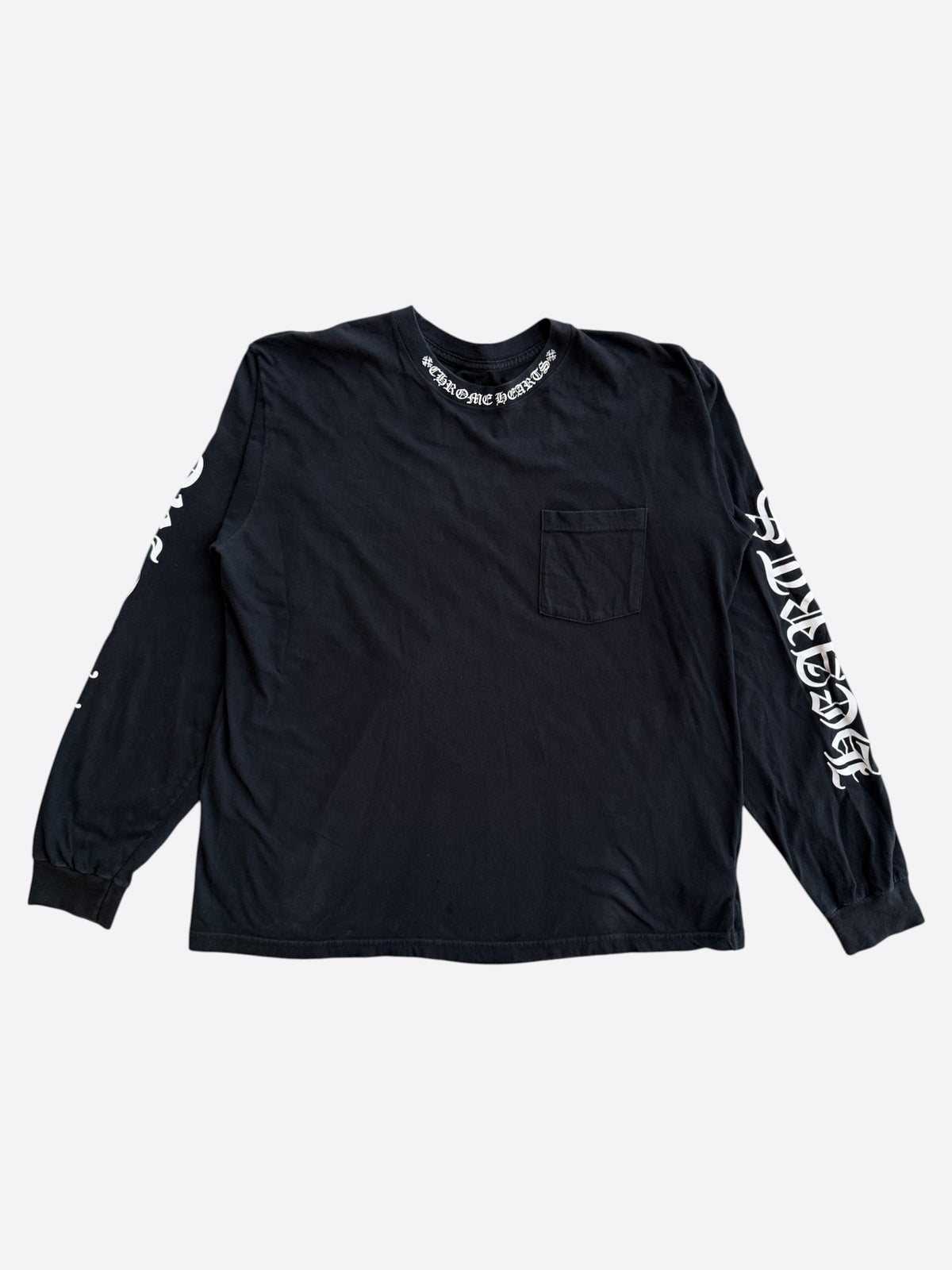 Chrome Hearts Black & White Neck Logo Longsleeve T-Shirt