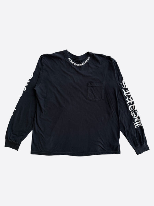 Chrome Hearts Black & White Neck Logo Longsleeve T-Shirt