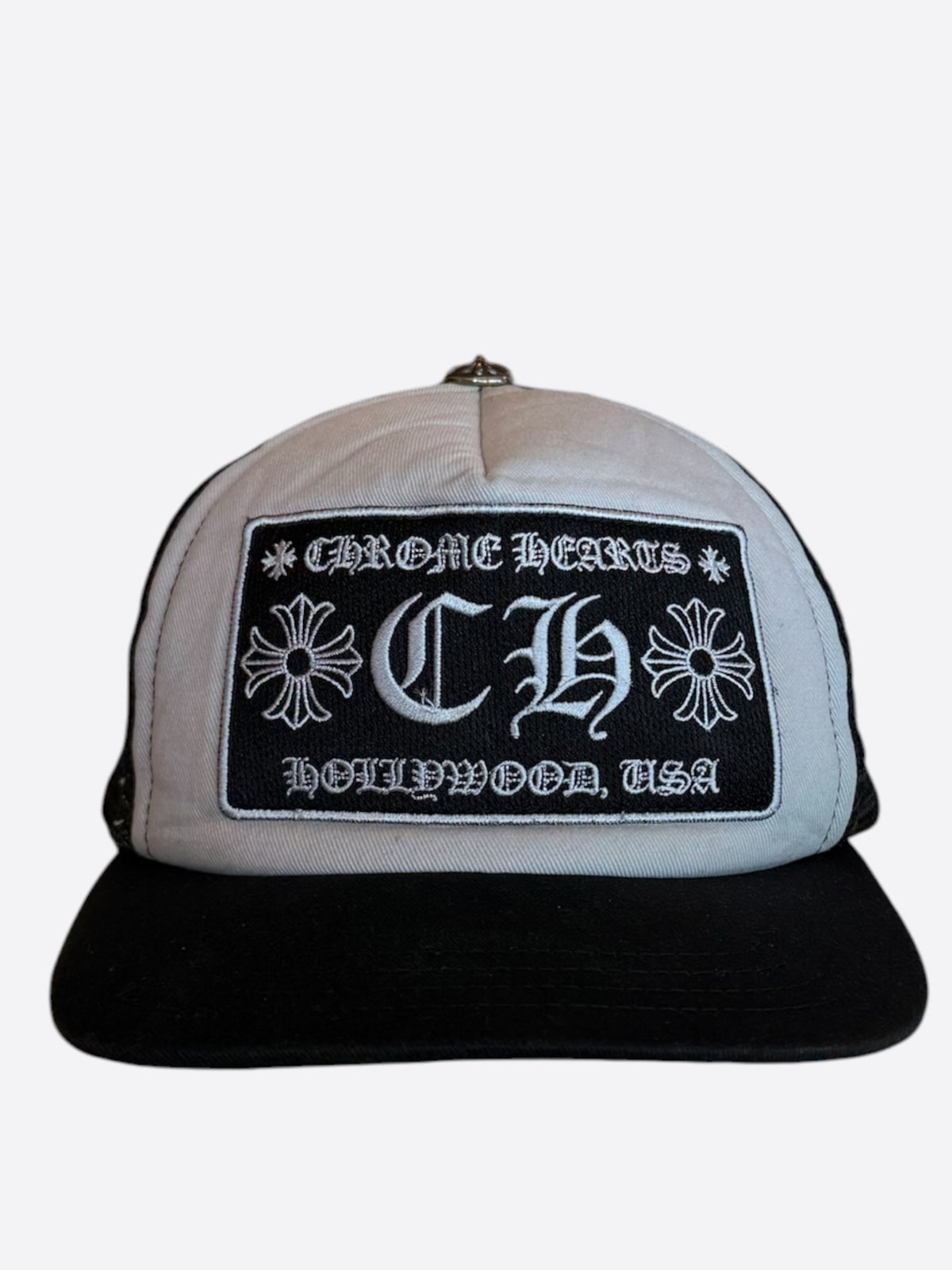 Chrome Hearts Black & White Hollywood Trucker Hat