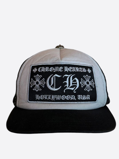 Chrome Hearts Black & White Hollywood Trucker Hat