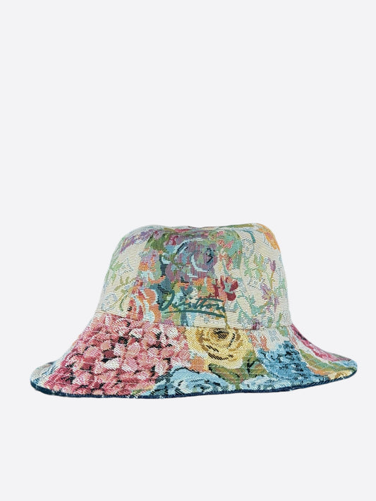 Louis Vuitton Beige Floral Monogram Denim Reversible Bucket Hat