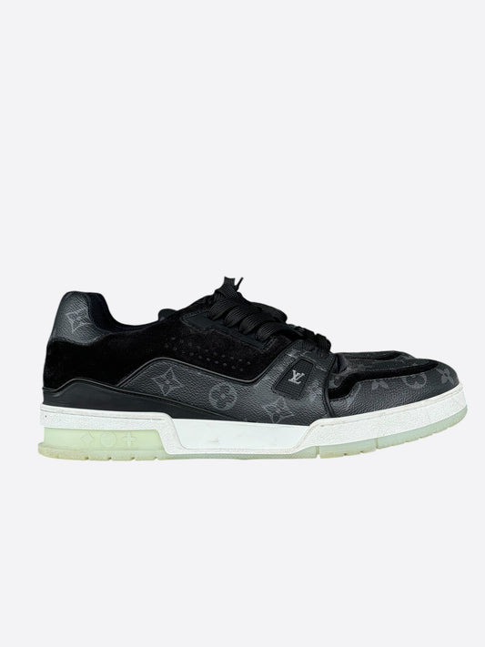 Louis Vuitton Black Monogram Eclipse Suede Trainers