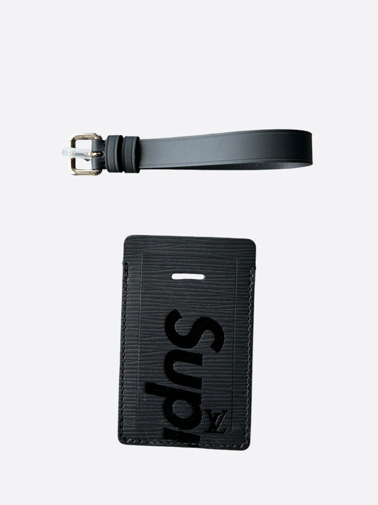 Louis Vuitton Supreme Black EPI Luggage Tag