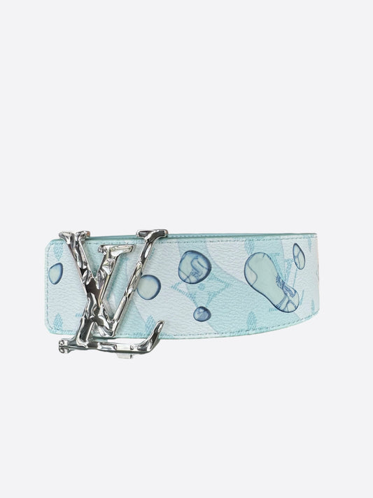 Louis Vuitton White & Blue Aquagarden Monogram Belt