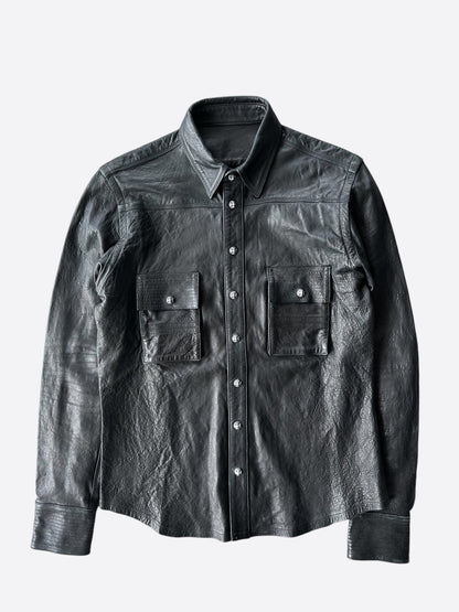 Chrome Hearts Black Leather Button Up Shirt Savonches Chrome Hearts Black Leather Button Up Shirt Savonches