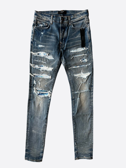 Amiri Blue Tie-Dye Patch Thrasher Jeans