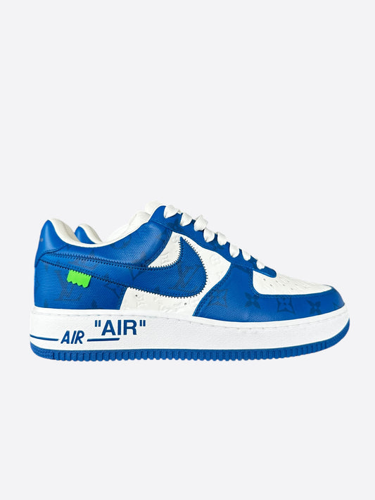 Louis Vuitton Nike Blue & White Monogram Air Force 1 Sneakers