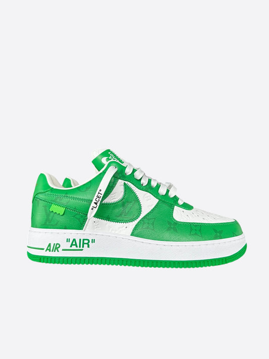 Louis Vuitton Nike Green & White Monogram Air Force 1 Sneakers