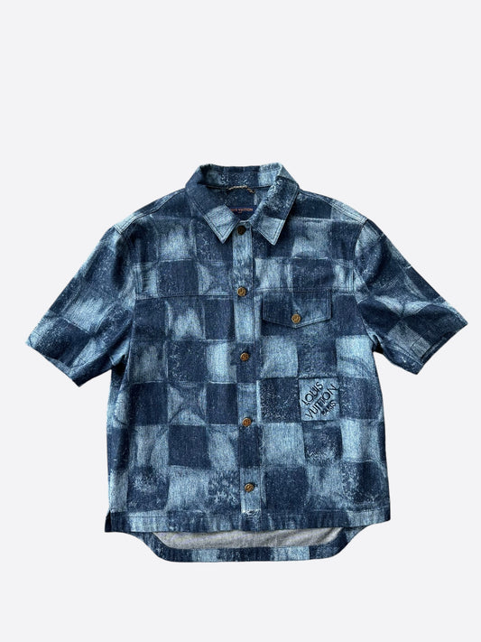 Louis Vuitton Blue Damier Salt Button Up Shirt