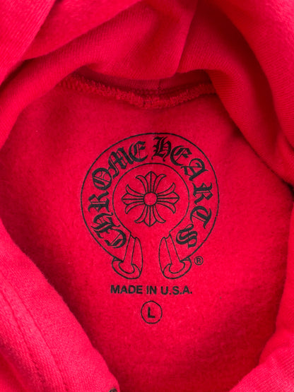 Chrome Hearts Red & White Scroll Logo Hoodie