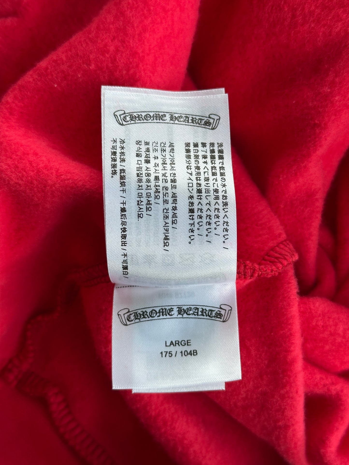 Chrome Hearts Red & White Scroll Logo Hoodie