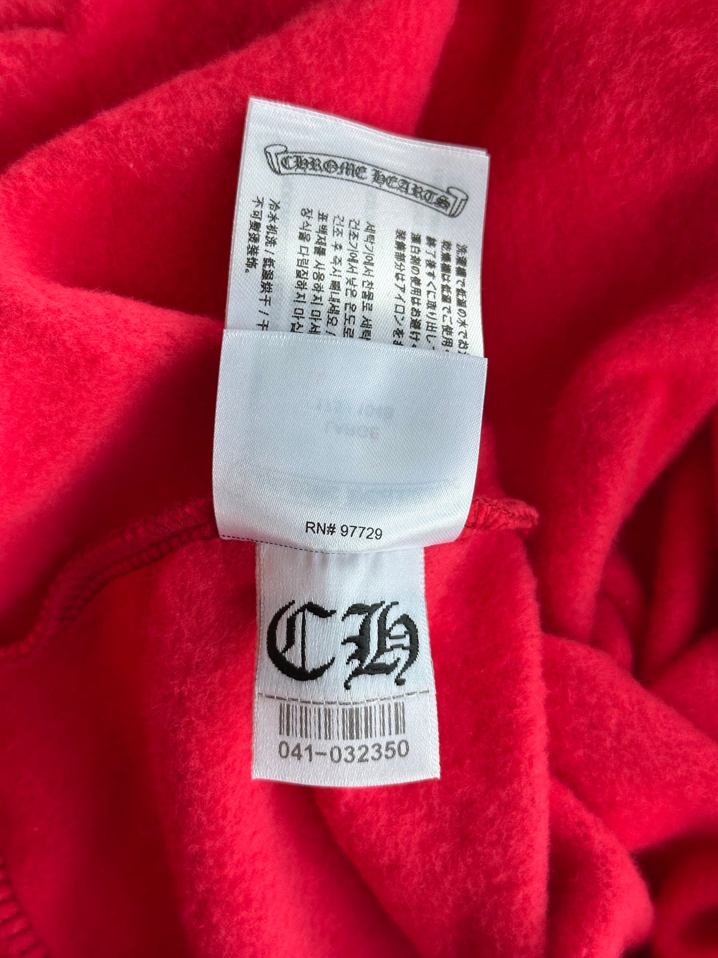 Chrome Hearts Red & White Scroll Logo Hoodie