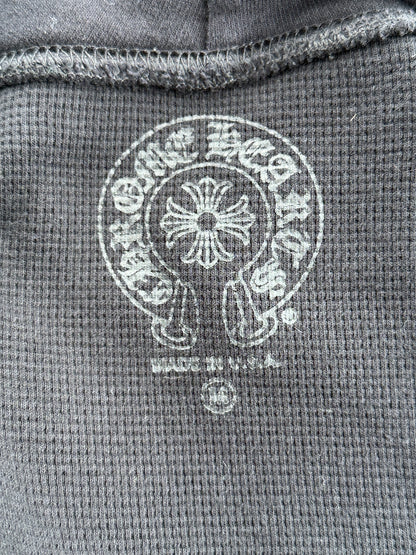 Chrome Hearts Black & White Los Angeles Horseshoe Logo Thermal Zip Up Hoodie