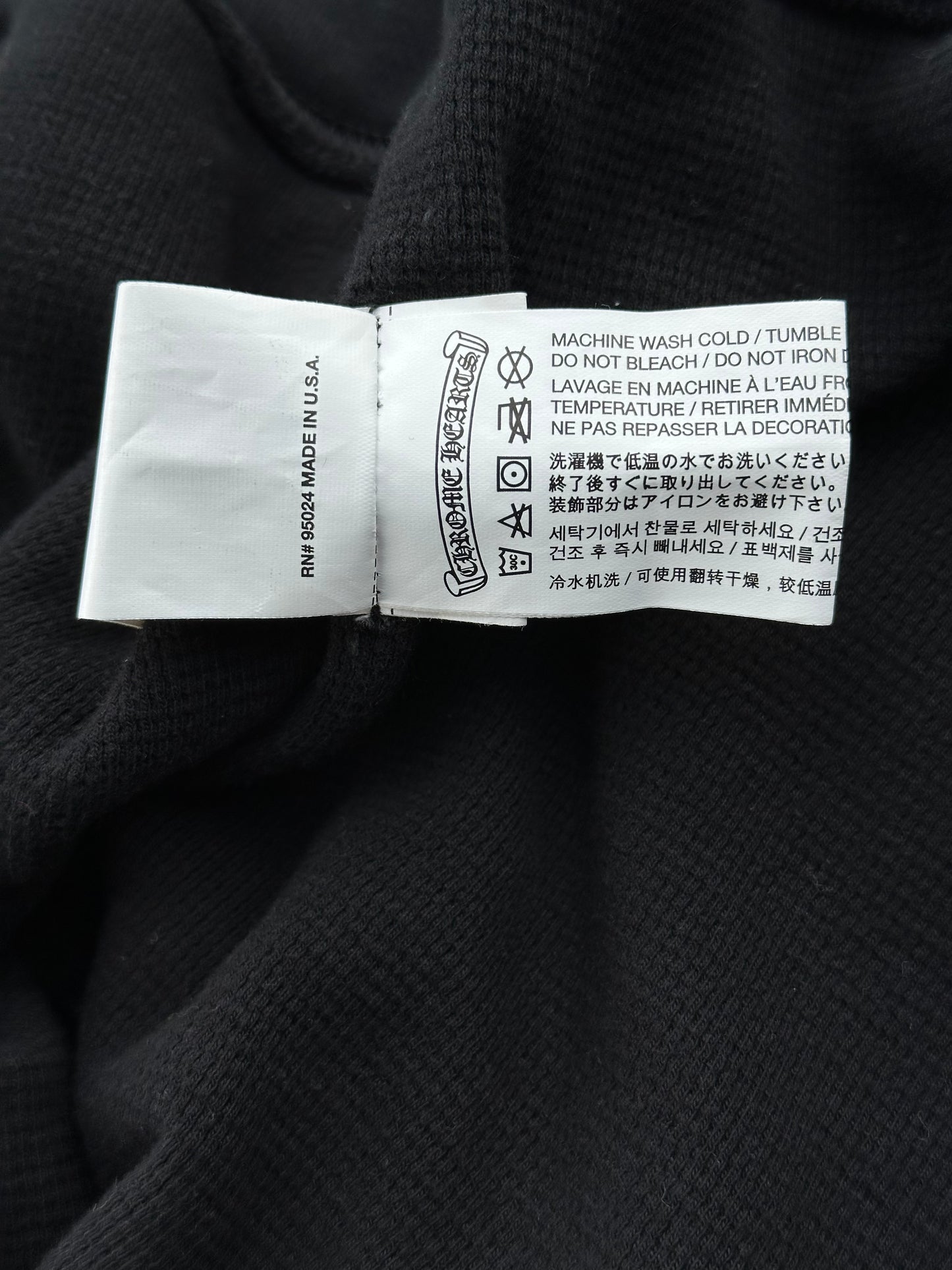 Chrome Hearts Black & White Los Angeles Horseshoe Logo Thermal Zip Up Hoodie
