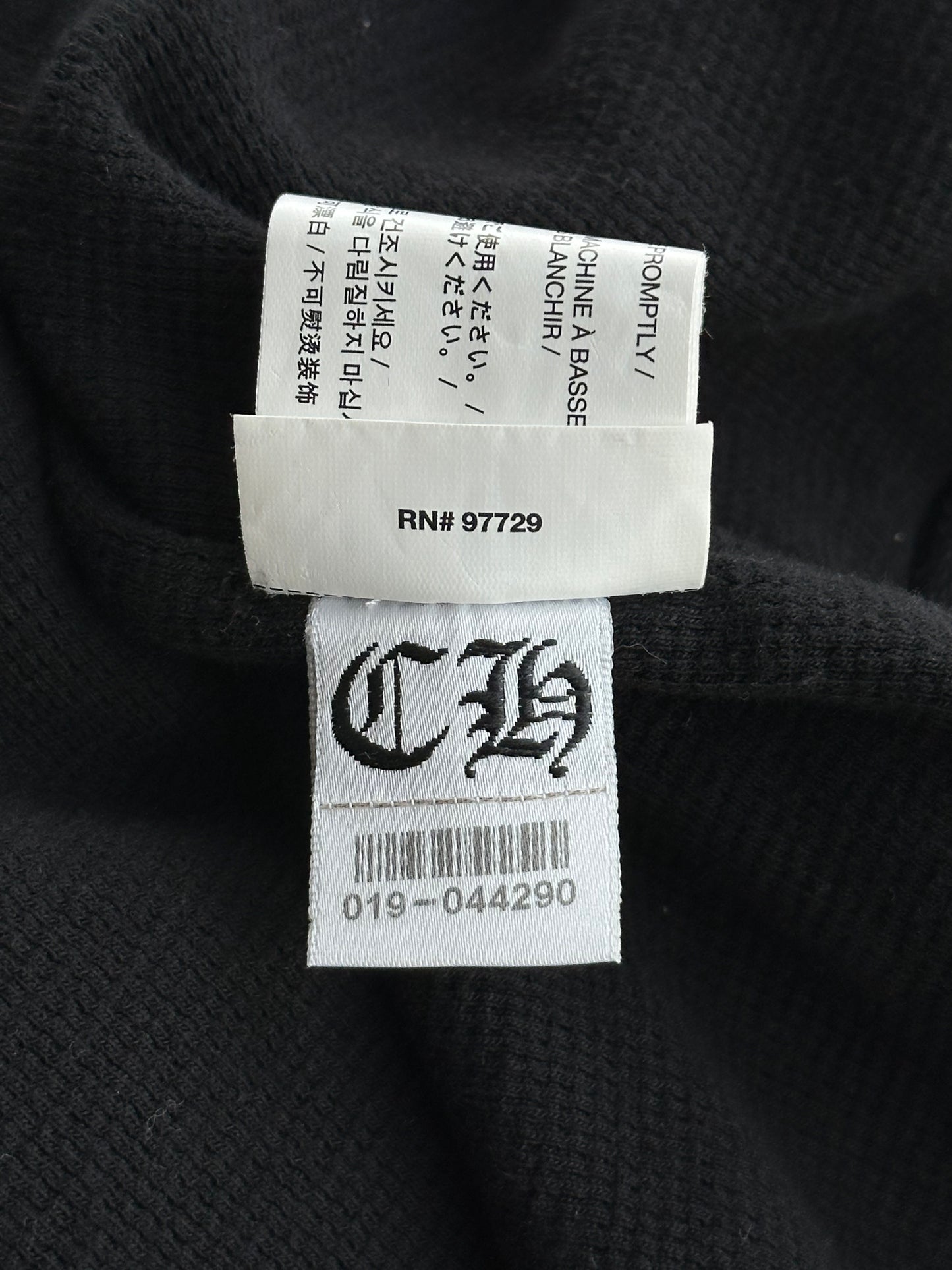 Chrome Hearts Black & White Los Angeles Horseshoe Logo Thermal Zip Up Hoodie