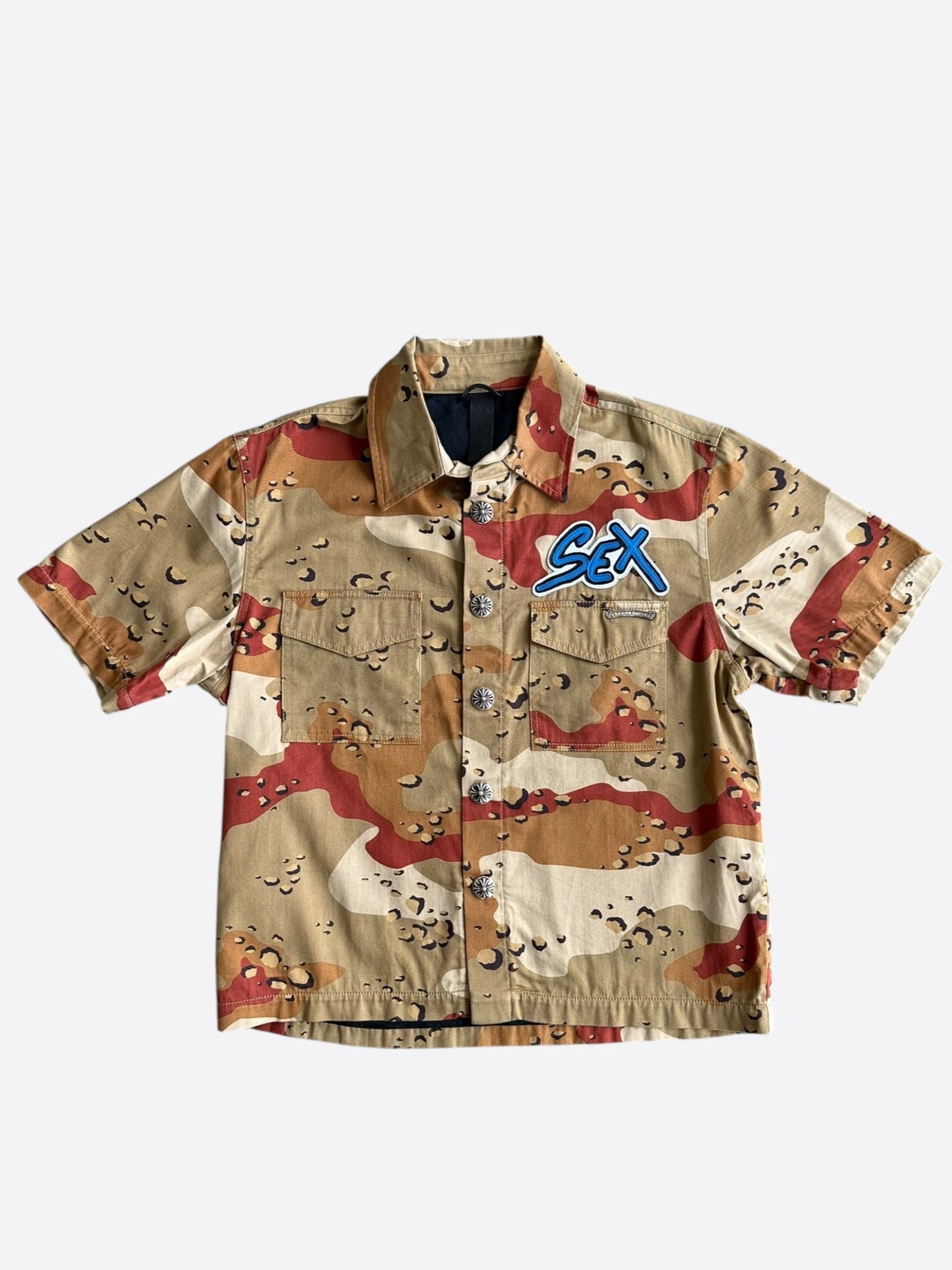 Chrome Hearts Sex Records Desert Camo Short Sleeve Button Up Shirt