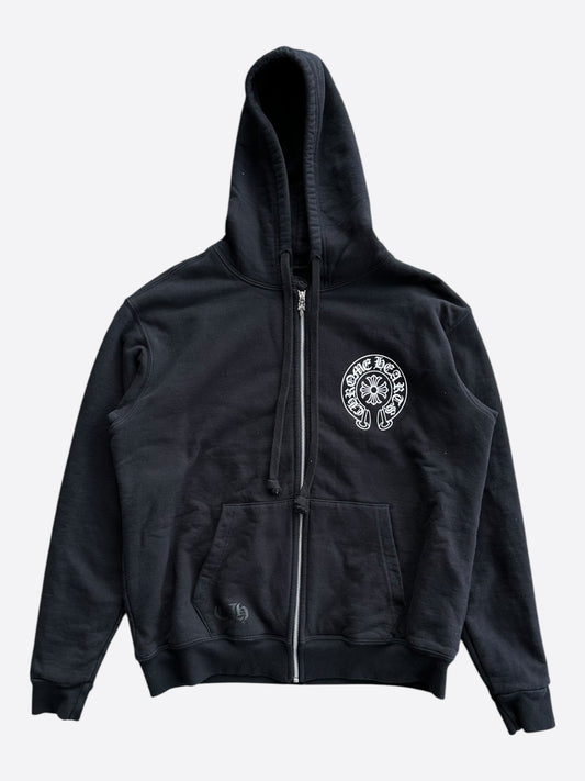 Chrome Hearts Black & White Los Angeles Horseshoe Logo Thermal Zip Up Hoodie