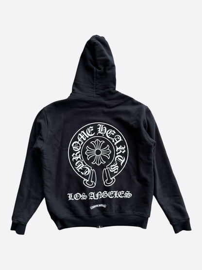 Chrome Hearts Black & White Los Angeles Horseshoe Logo Thermal Zip Up Hoodie