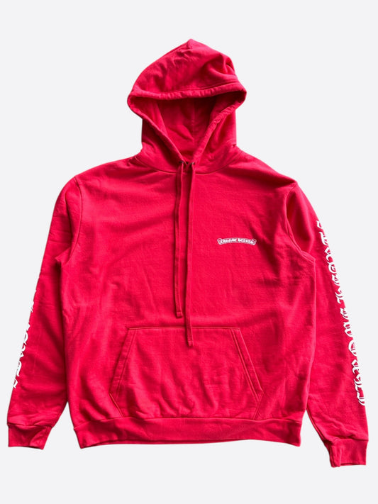 Chrome Hearts Red & White Scroll Logo Hoodie