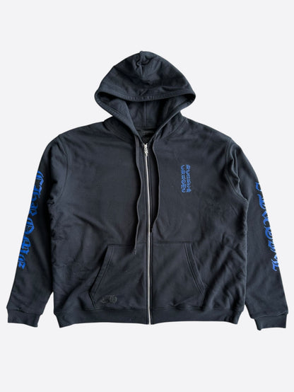 Chrome Hearts Black & Blue Script Logo Thermal Zip Up Hoodie