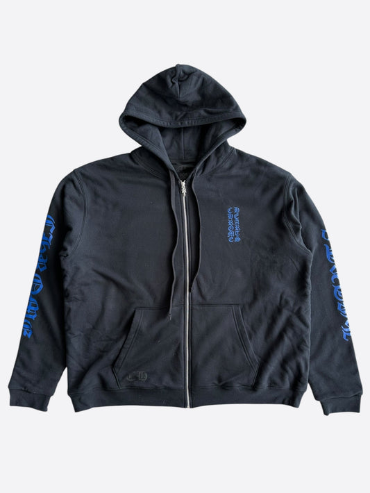 Chrome Hearts Black & Blue Script Logo Thermal Zip Up Hoodie