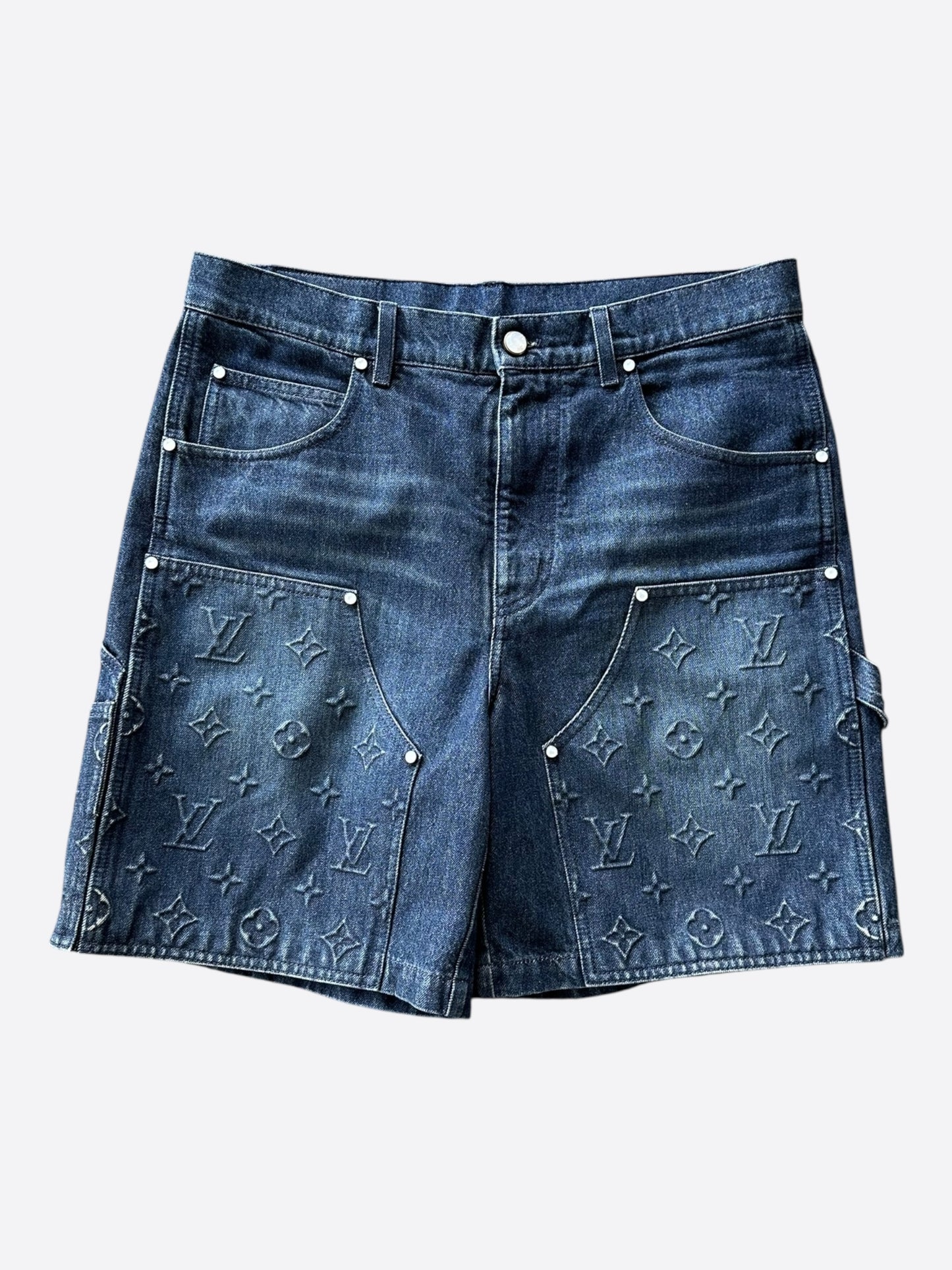 Louis Vuitton Blue Monogram Carpenter Denim Shorts