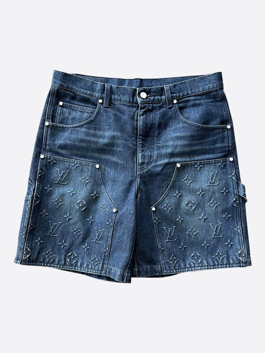Louis Vuitton Blue Monogram Carpenter Denim Shorts