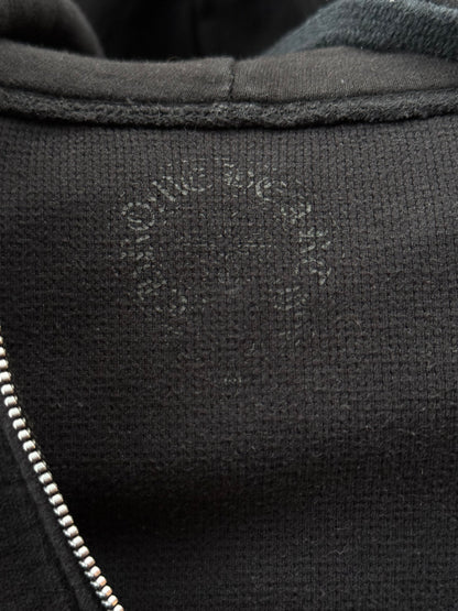 Chrome Hearts Black & White Triple Cross Graphic Thermal Zip Up Hoodie