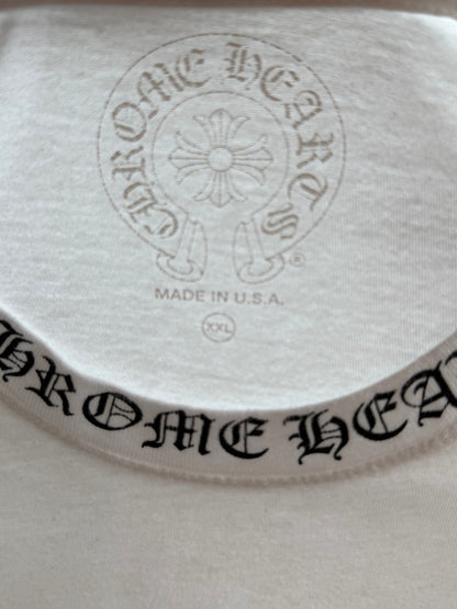 Chrome Hearts White & Black Neck Logo Longsleeve T-Shirt