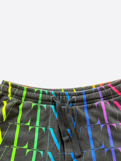 Valentino Black & Multicolor Logo Bermuda Shorts
