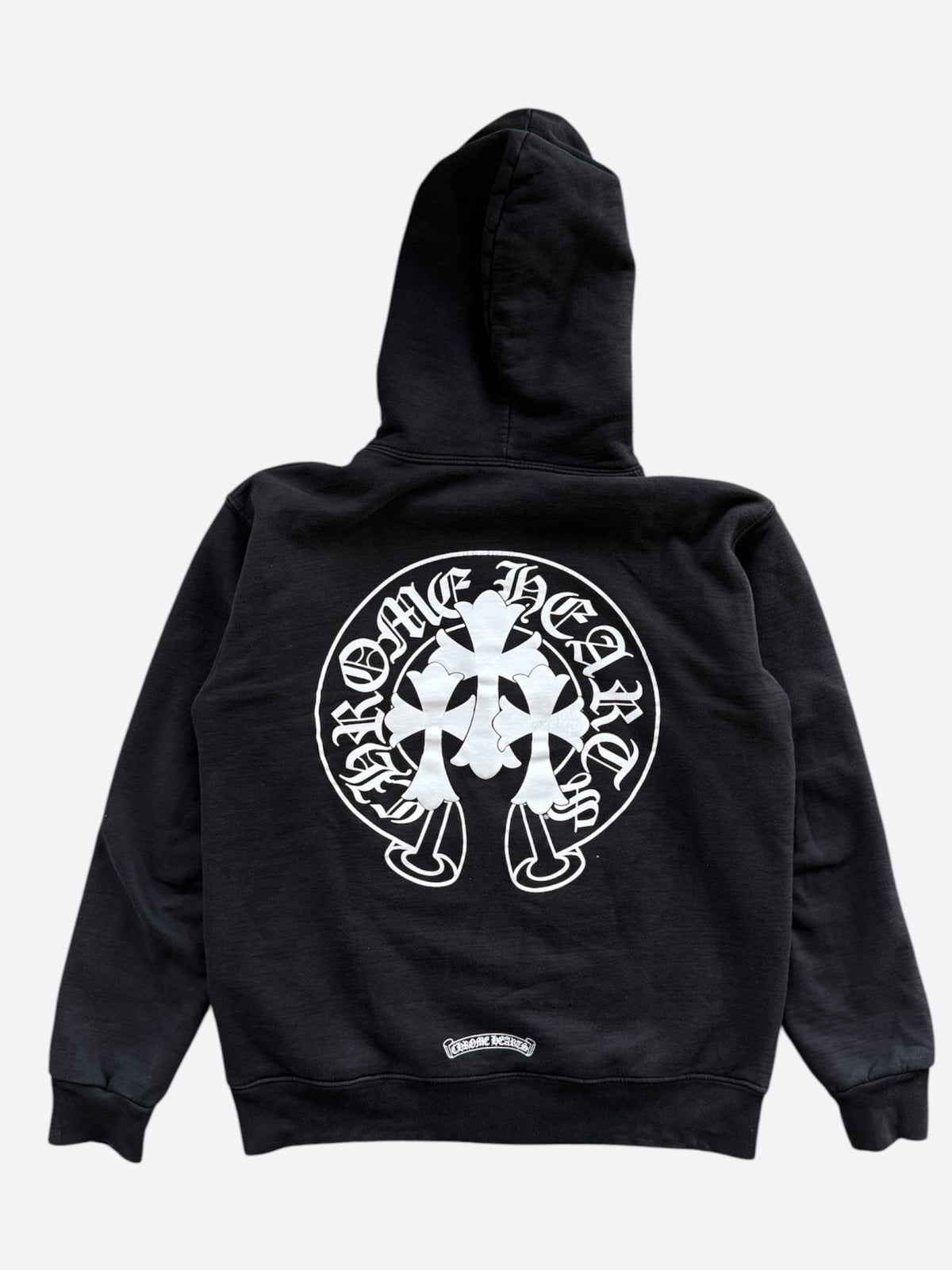 Chrome Hearts Black & White Triple Cross Graphic Thermal Zip Up Hoodie