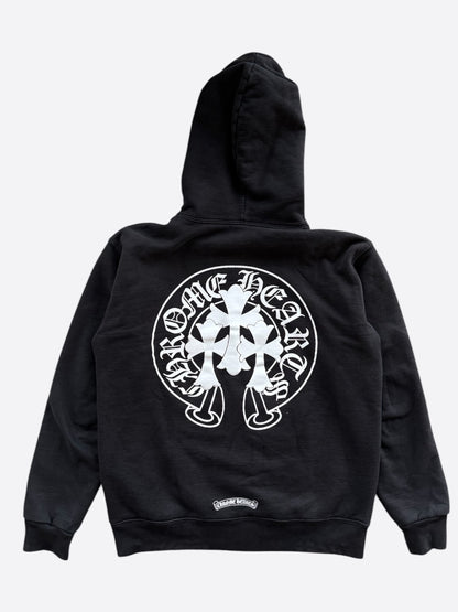 Chrome Hearts Black & White Triple Cross Graphic Thermal Zip Up Hoodie