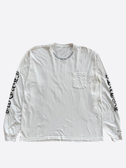 Chrome Hearts White & Black Neck Logo Longsleeve T-Shirt