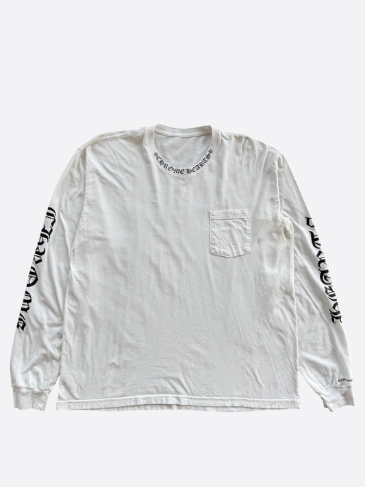 Chrome Hearts White & Black Neck Logo Longsleeve T-Shirt