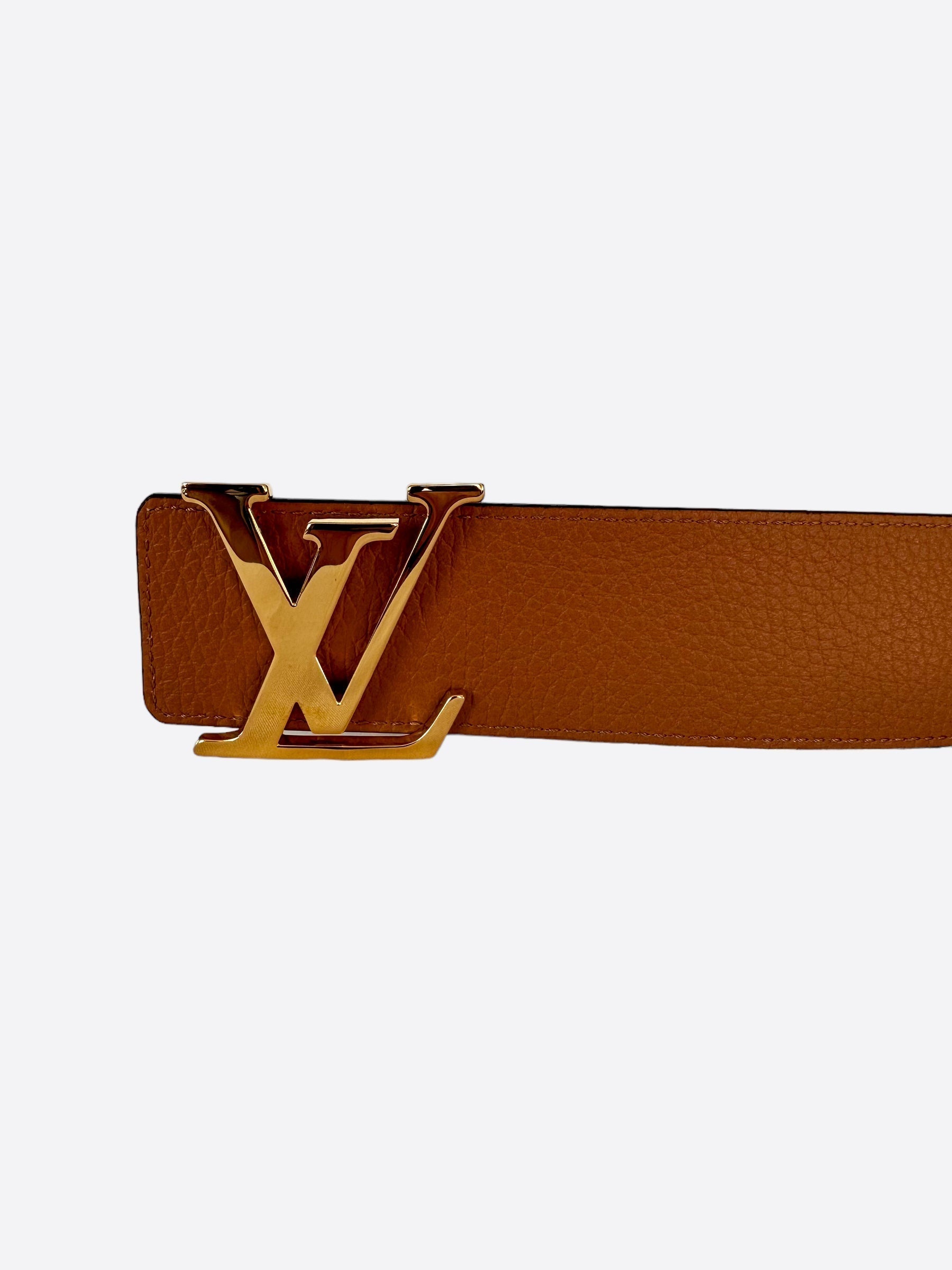 Louis Vuitton Black and Brown Leather Reversible Initials Belt