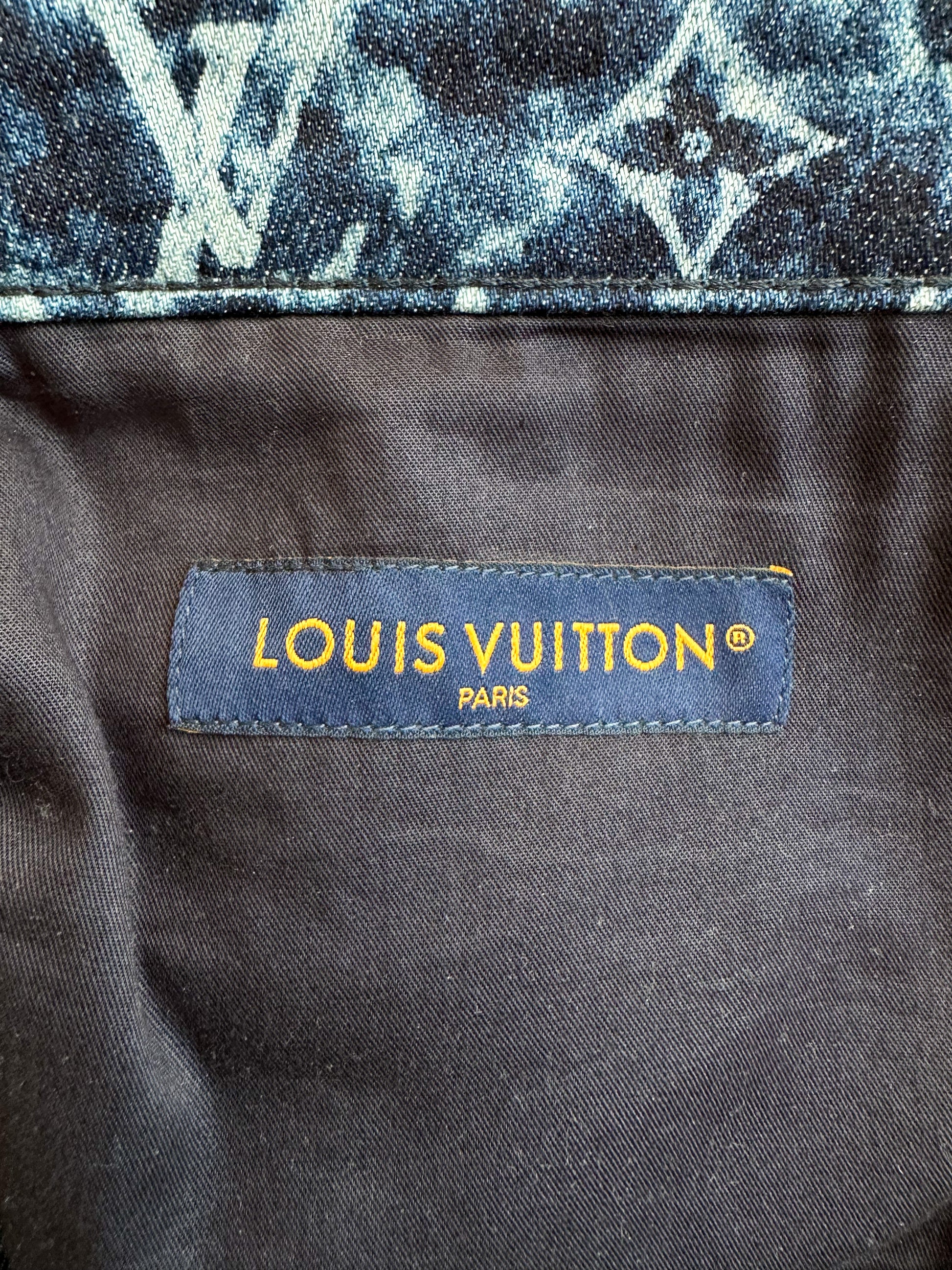 Louis Vuitton Blue Watercolor Monogram Denim Button Up Shirt – Savonches