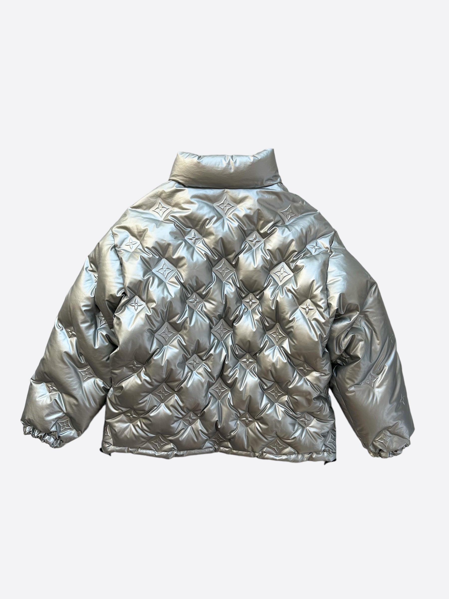 Louis Vuitton Metallic Silver Reversible Women's Puffer Jacket