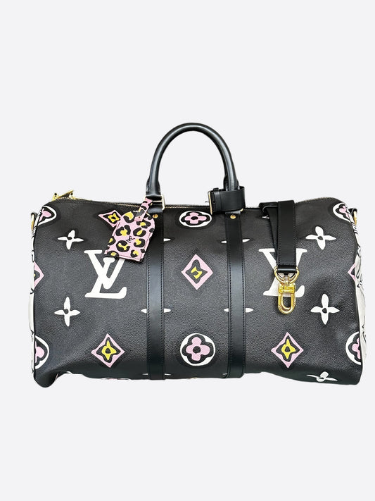 Louis Vuitton Black Wild At Heart Monogram Keepall 45