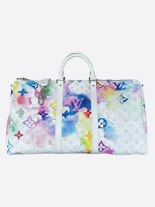 Louis Vuitton White Watercolor Monogram Keepall 50