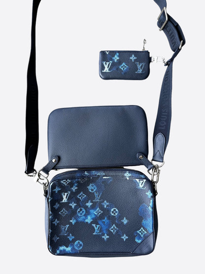 Louis Vuitton Blue Watercolor Monogram Trio Messenger