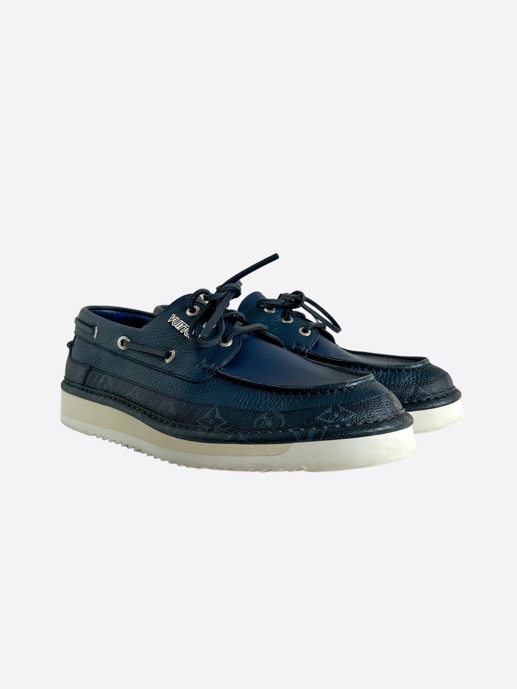 Louis Vuitton Blue Monogram Boat Shoes – Savonches