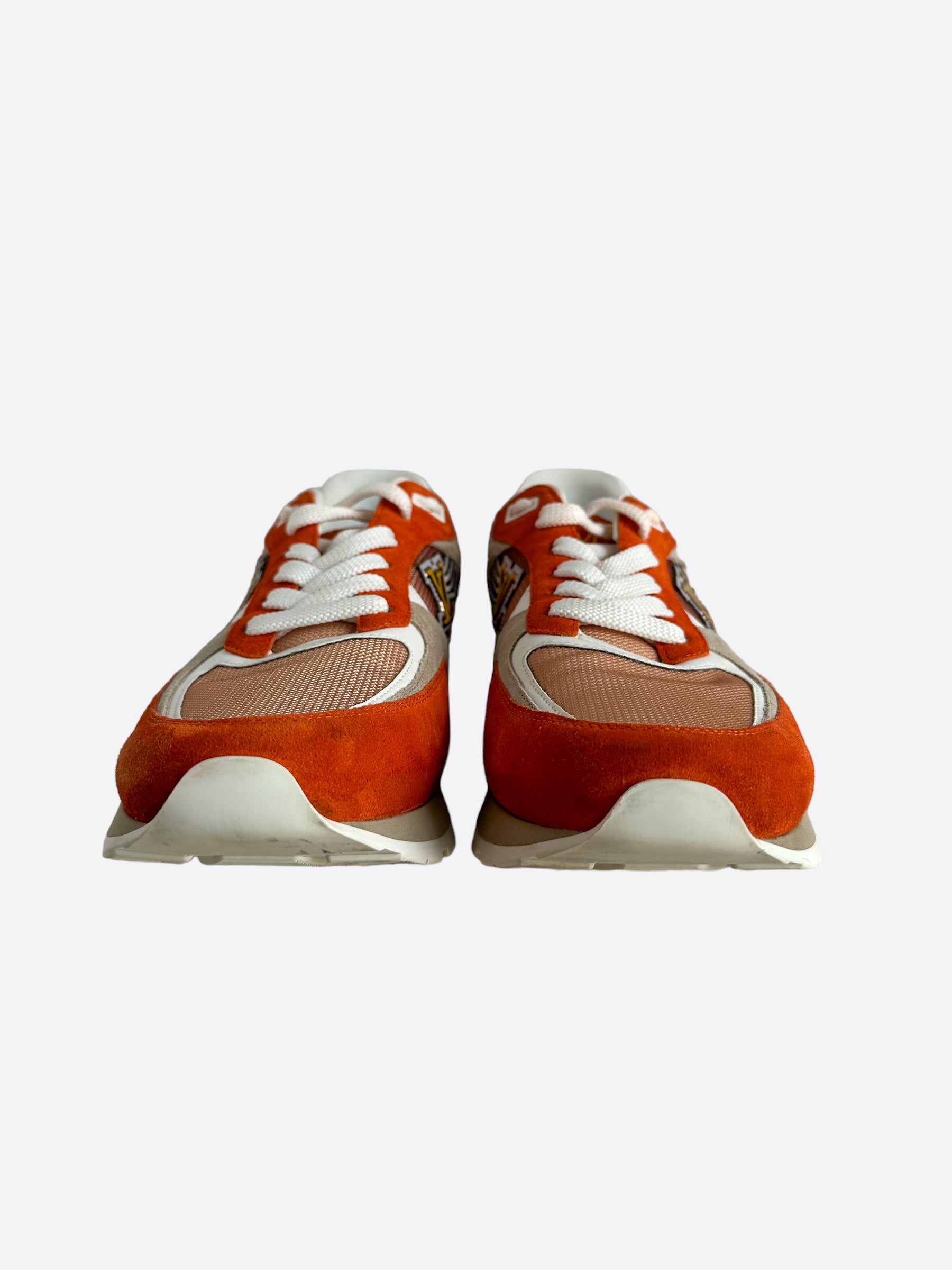 Louis Vuitton Beige & Orange Monogram Run Away Sneakers – Savonches