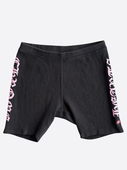 Chrome Hearts Matty Boy Black & Pink Logo Thermal Biker Women's Shorts