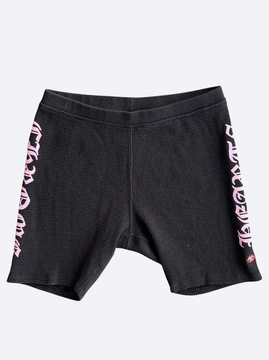 Chrome Hearts Matty Boy Black & Pink Logo Thermal Biker Women's Shorts