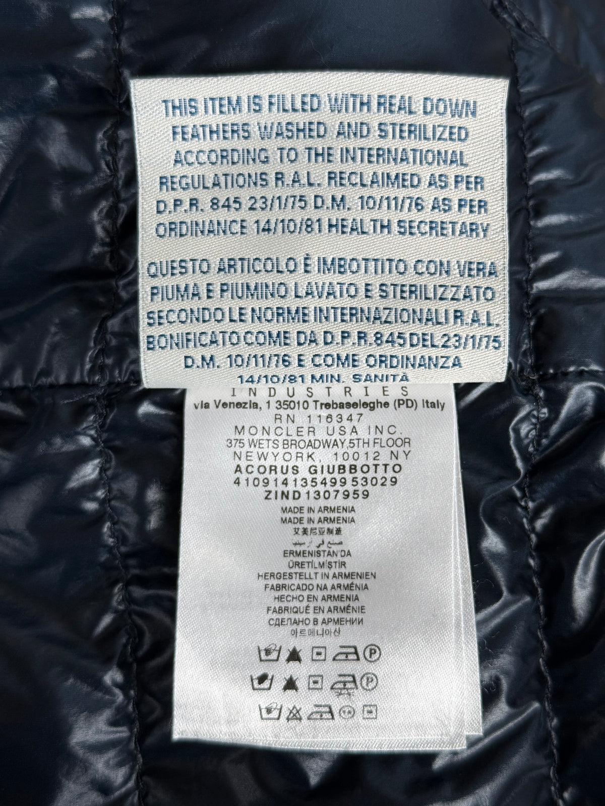 Moncler Navy Acorus Down Jacket