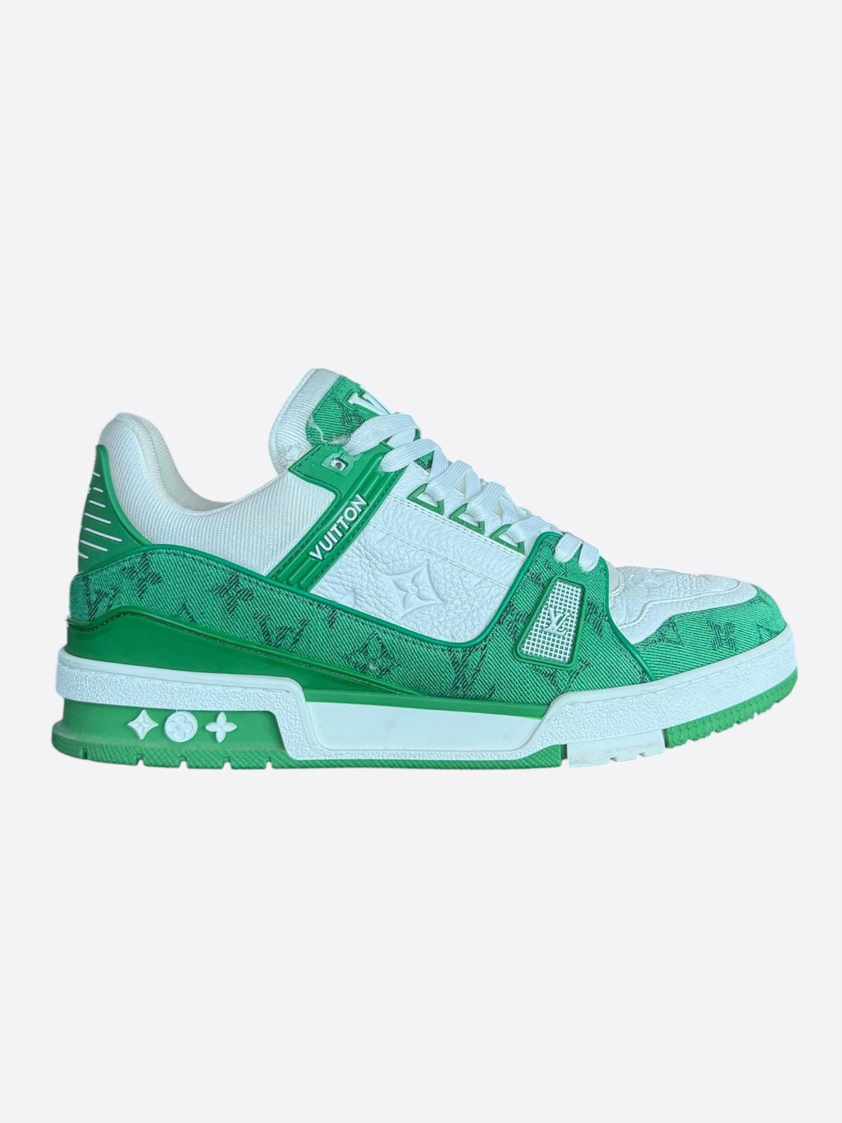 Louis Vuitton Green & White Denim Monogram Trainers