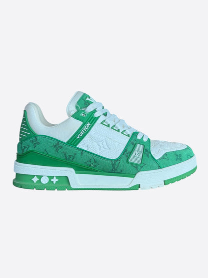 Louis Vuitton Green & White Denim Monogram Trainers