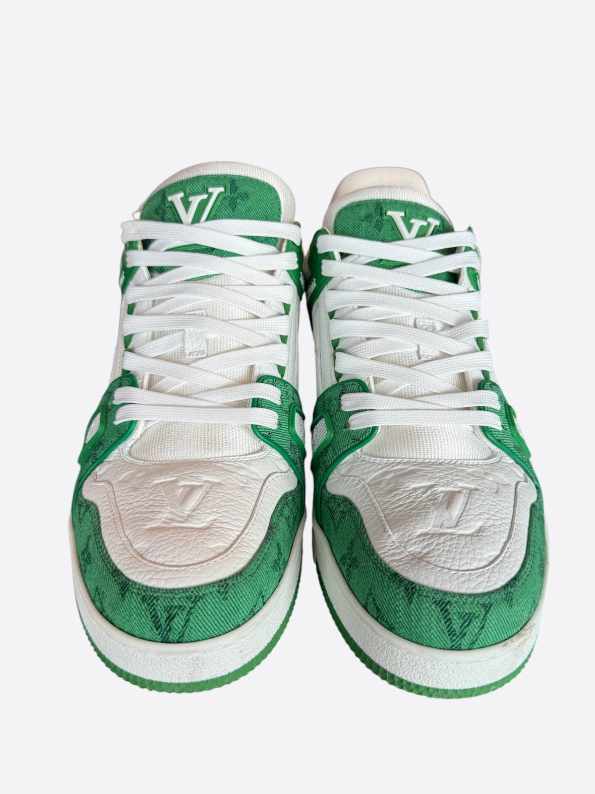 Louis Vuitton Green & White Denim Monogram Trainers