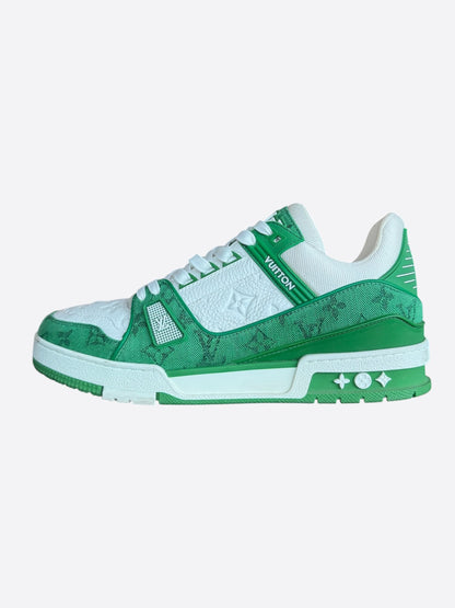 Louis Vuitton Green & White Denim Monogram Trainers
