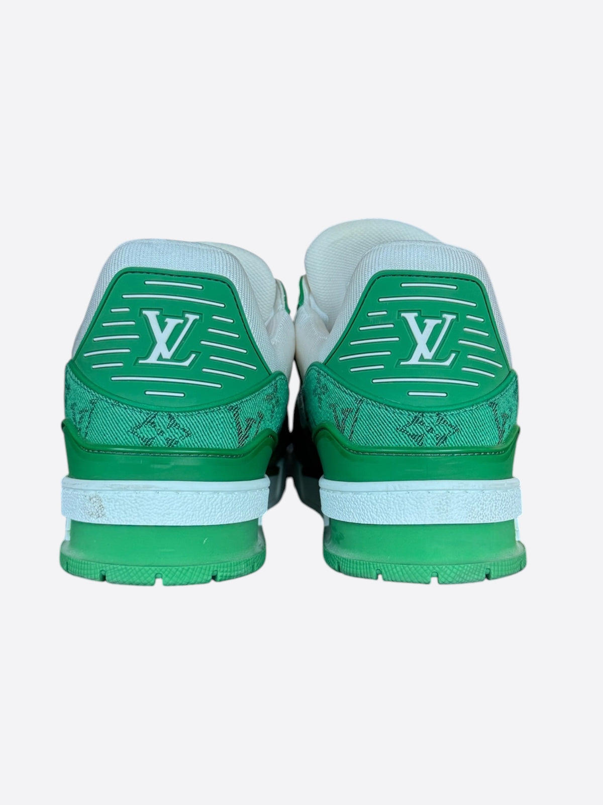Louis Vuitton Green & White Denim Monogram Trainers